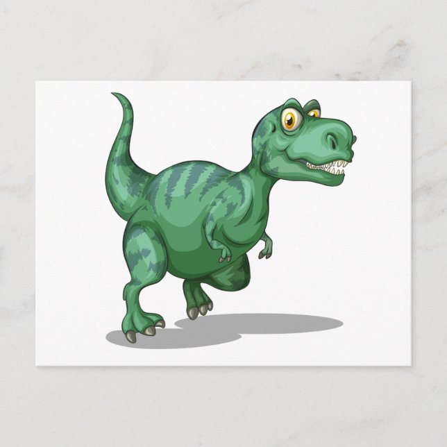 Grönt Dinosaur stående ensam på vitt Vykort (Framsida)