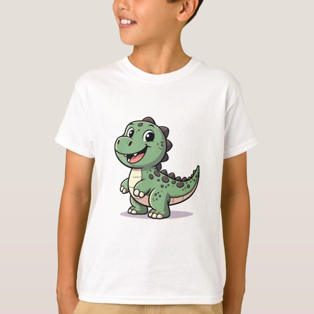 Grönt Dinosaur T Shirt (Framsida)