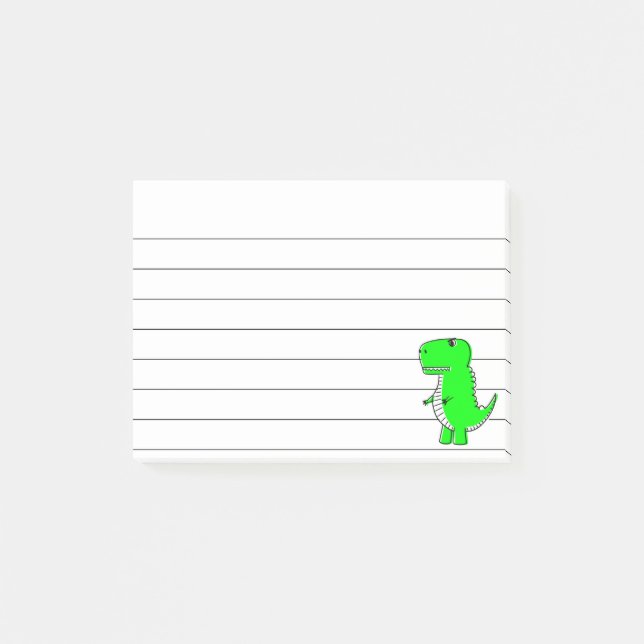 Grönt Dinosaur Teckning, 4 x 3 Post-it Block (Framsida)