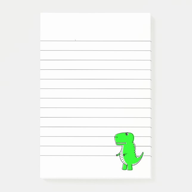 Grönt Dinosaur Teckning Lining Post-it Block (Framsida)