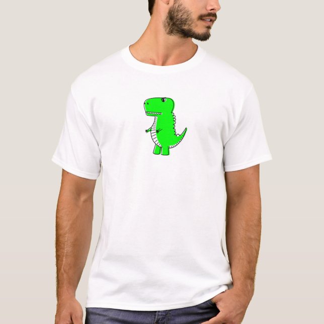 Grönt Dinosaur Teckning T Shirt (Framsida)