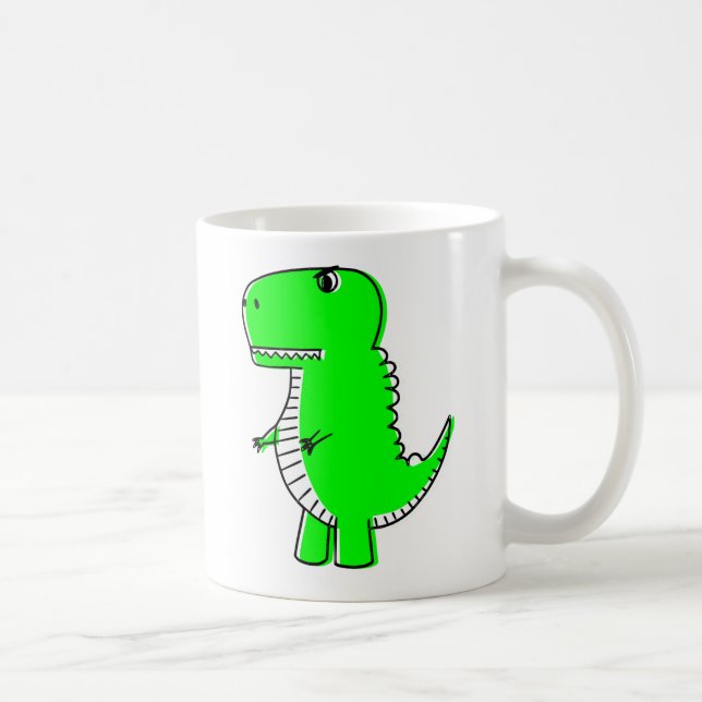 Grönt Dinosaur Teckning Tote Bag Kaffemugg (Höger)