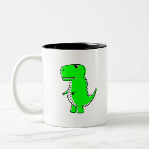 Grönt Dinosaur Teckning Två-Tonad Mugg