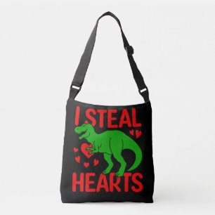 Grönt Dinosaur Valentine I Steal Hearts Axelväska