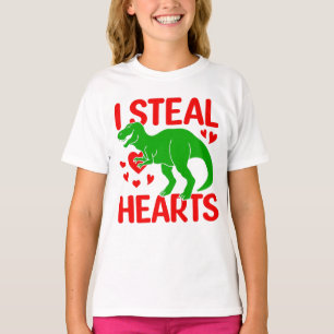 Grönt Dinosaur Valentine I Steal Hearts T Shirt
