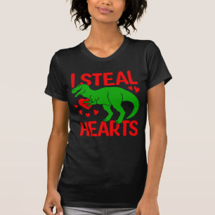 Grönt Dinosaur Valentine I Steal Hearts T Shirt
