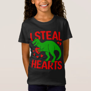 Grönt Dinosaur Valentine I Steal Hearts T Shirt