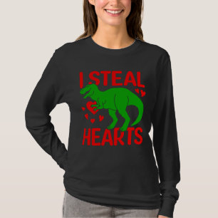 Grönt Dinosaur Valentine I Steal Hearts T Shirt