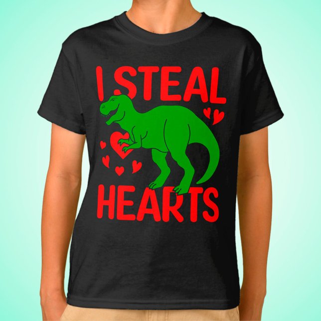 Grönt Dinosaur Valentine I Steal Hearts T Shirt (Skapare uppladdad)