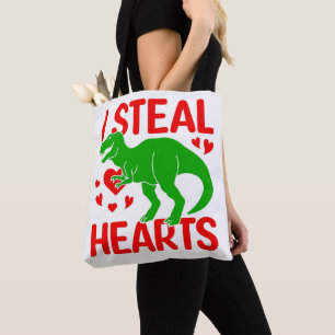 Grönt Dinosaur Valentine I Steal Hearts Tygkasse
