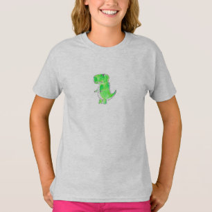 Grönt Dinosaur Watercolor Teckning T Shirt