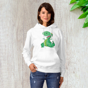 Grönt Dinosaur Womens Hoodie T Shirt