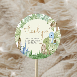 Grönt Dinosaurie Baby Shower Runt Klistermärke