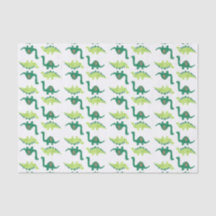 Grönt Dinosaursilkespapperpapper