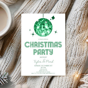 Grönt Disco Boll Cheers jul Party Inbjudningar