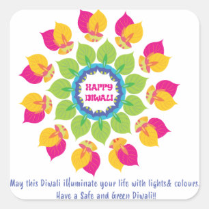Grönt Diwali Stickers Fyrkantigt Klistermärke