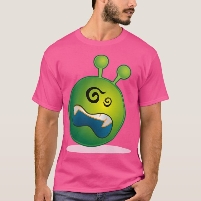 Grönt Dizzy Alien Emoji T Shirt (Framsida)
