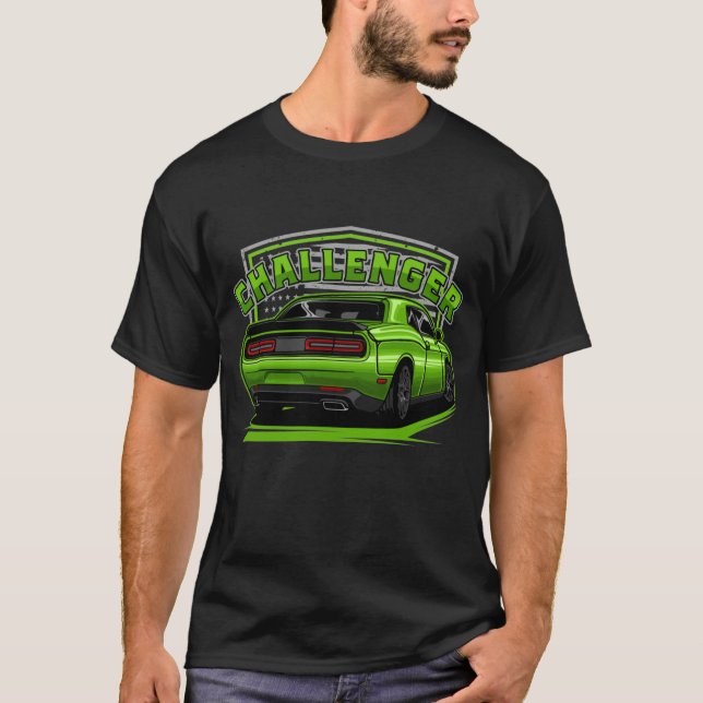 Grönt Dodge Challenger T Shirt (Framsida)