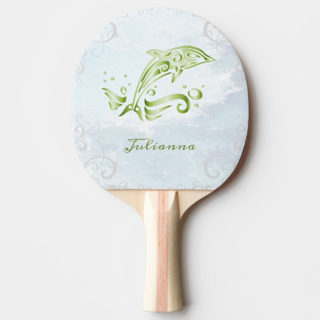 Grönt Dolphin Personlig Ping Pong Paddle Pingisracket (Framsidan)