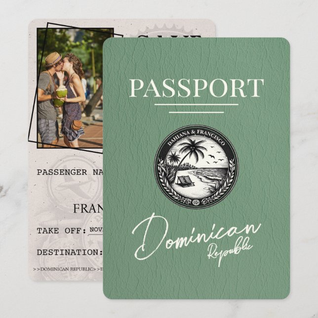 Grönt Dominikanska republikens pass Spara datum Datumet (Fram/baksida)