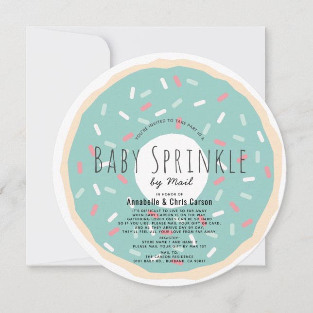 Grönt Donut Baby Sprinkle Shower by Mail Circle Inbjudningar (Framsida)