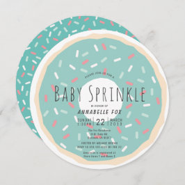 Grönt Donut Baby Sprinkle Shower Circle Inbjudningar
