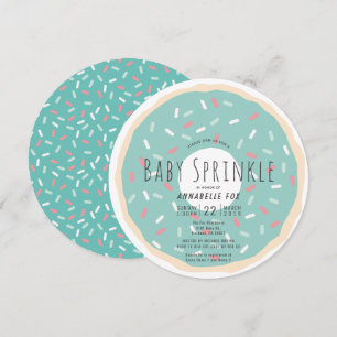 Grönt Donut Baby Sprinkle Shower Circle Inbjudningar