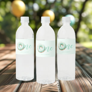 Grönt Donut Birthday Vattenflaskor Etikett