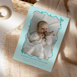 Grönt Doodle Bows Ram Birth Announcement Photo Meddelande