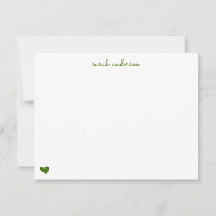 Grönt Doodle Heart Personlig Stationery Anteckningskort