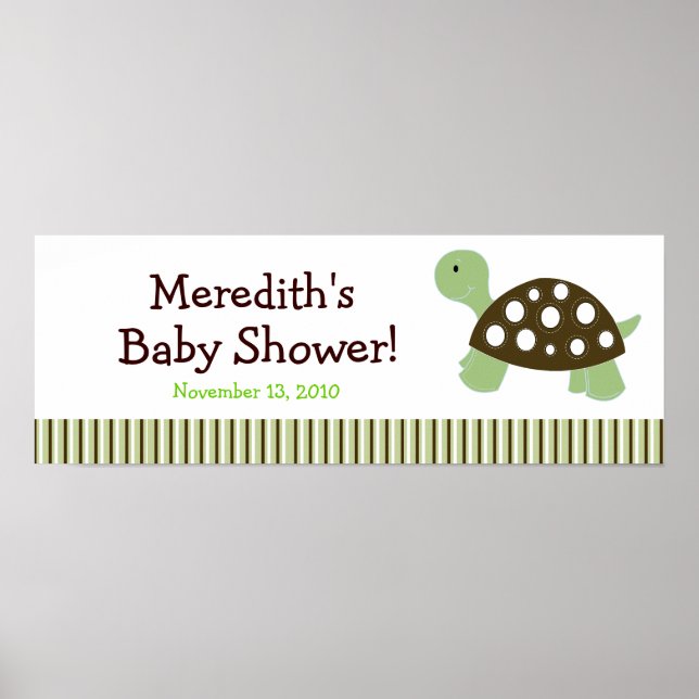 Grönt Dot Turtle Anpassningsbar Baby Shower Banner Poster (Framsidan)