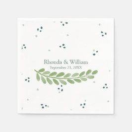 Grönt Dots och Fern Bröllop Pappersservett