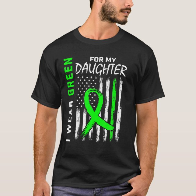 Grönt Dotter Cerebral Palsy Njursjukdom Medveten T Shirt (Framsida)