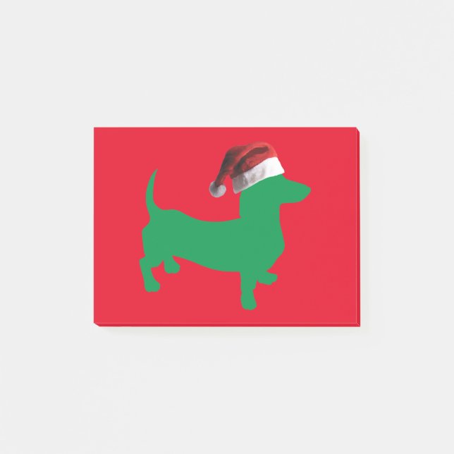 Grönt-doxie-and-Santa-Hat Post-it Block (Framsida)