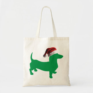 Grönt-doxie-and-Santa-Hat Tygkasse