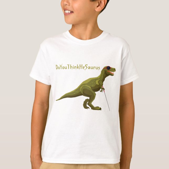 Grönt DoYouThinkHeSaurus Dinosaur T Shirt (Framsida)