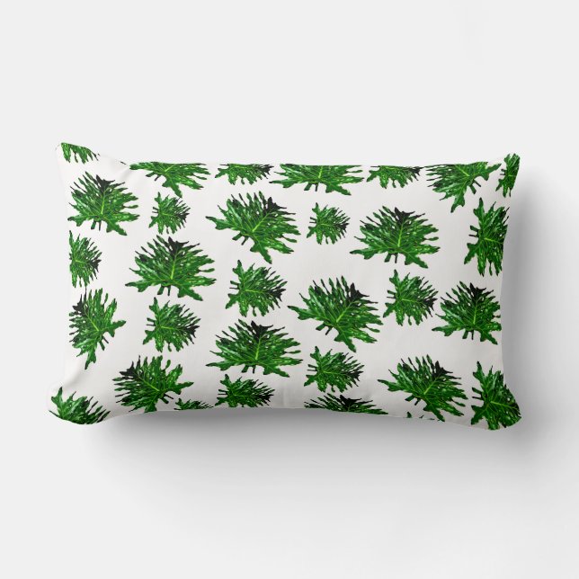 Grönt Dracaena Fern Lövs, Lumbar Cushion Lumbarkudde (Framsida)