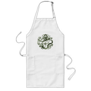 Grönt Dragon Apron Långt Förkläde