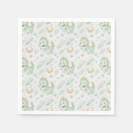 Grönt Dragon Baby Pastel Watercolor Mönster Pappersservett