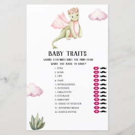 Grönt Dragon Baby Traits Baby Shower Game