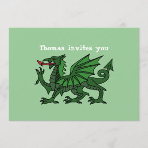 Grönt Dragon Birthday-inbjudan Inbjudningar
