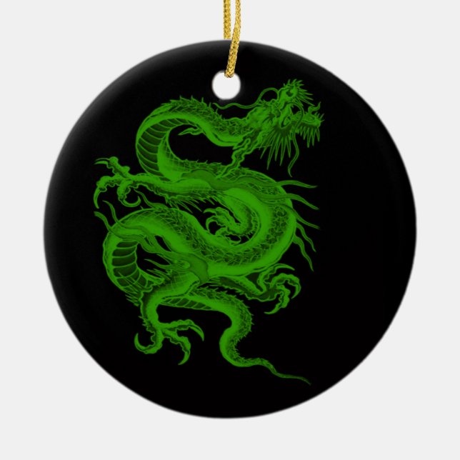 Grönt Dragon Draco Ornament (Framsidan)