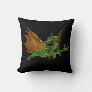 Grönt Dragon Fantasy Artwork Kudde