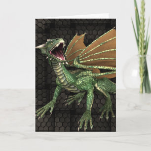 Grönt Dragon Fantasy Blank Greeting Card Kort
