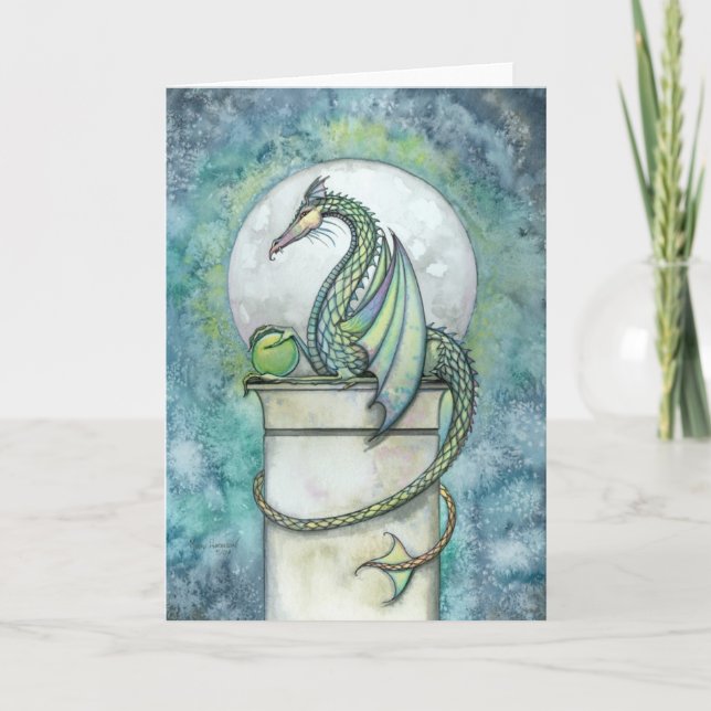 Grönt Dragon Fantasy Greeting Card Kort (Framsida)