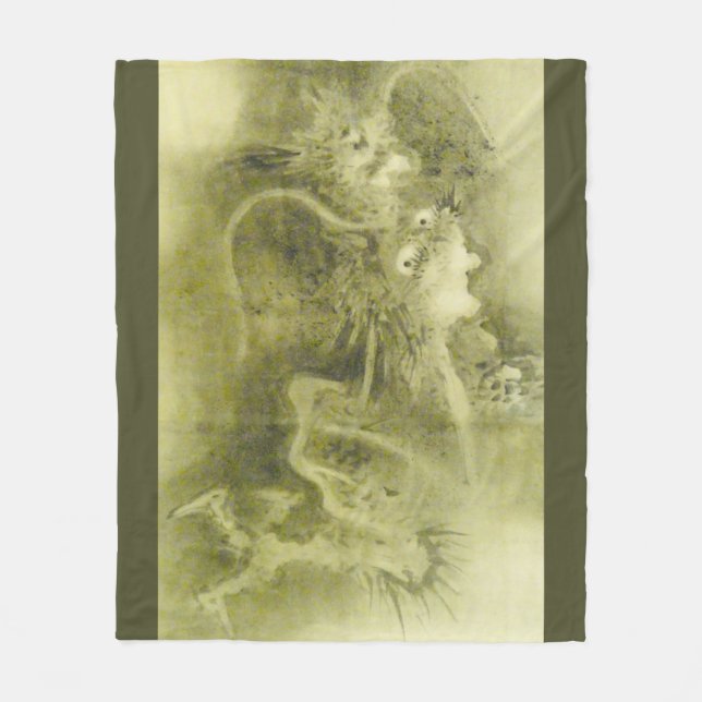 Grönt Dragon Fleecefilt (Framsidan)