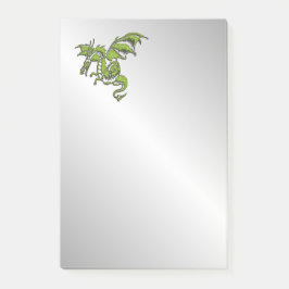 Grönt Dragon i Silver Post-it Block