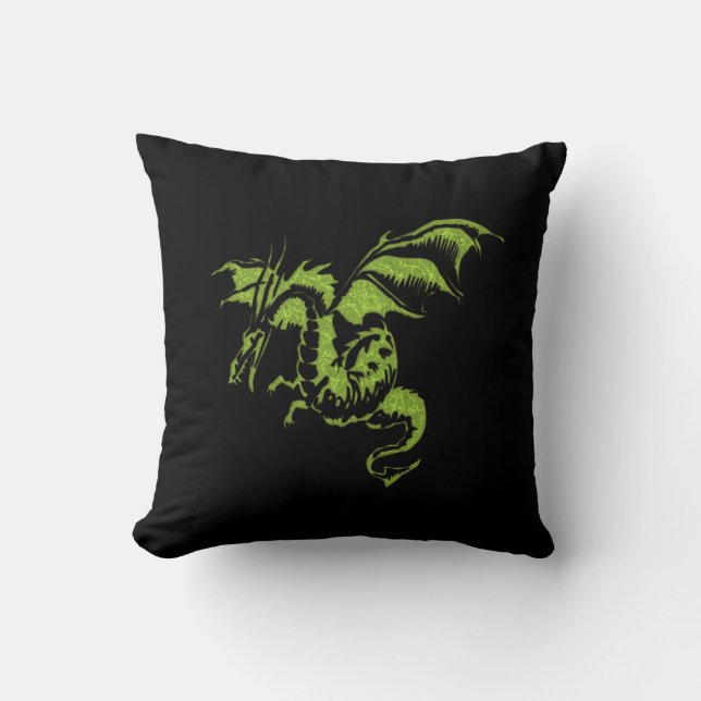 Grönt Dragon Kudde (Framsida)
