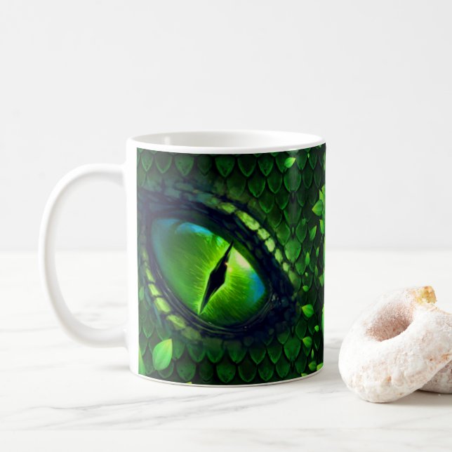 Grönt Dragon Öga Personlig Coffee Mugg, Kopp, Kaffemugg (Med munk)
