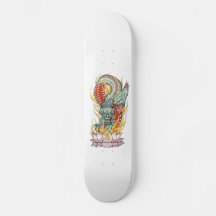 Grönt Dragon på en fallande Lotus Skateboard